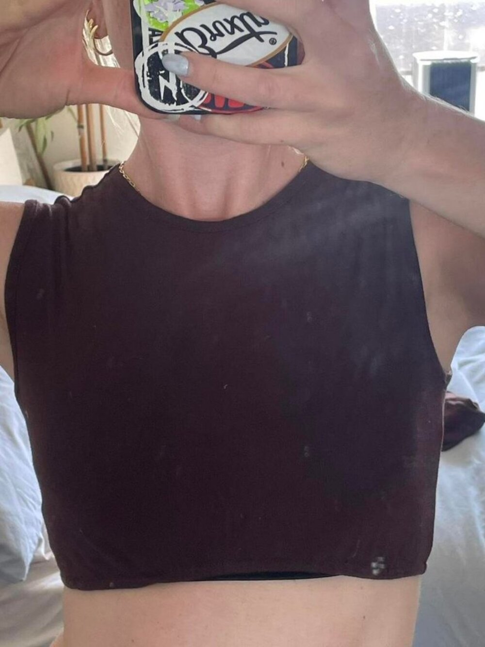 Brown cropped tank top - Picture 2 of 2